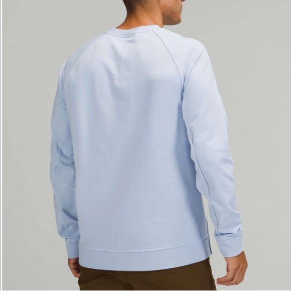 Lululemon Men City Sweat Crew Sweatshirt Sz L Linen Blue Side ZIP Hidden Pocket - Picture 3 of 13
